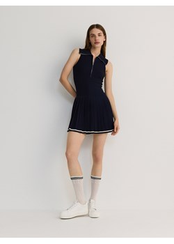 Reserved - Dzianinowa sukienka mini w sportowym stylu - granatowy ze sklepu Reserved w kategorii Sukienki - zdjęcie 173154272