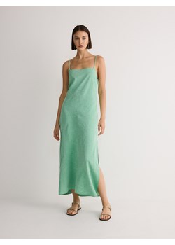 Reserved - Sukienka midi z wiskozy - jasnozielony ze sklepu Reserved w kategorii Sukienki - zdjęcie 173154401