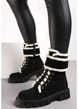 Czarne Botki Workery na Grubej Podeszwie z Futerkiem Valiro ze sklepu renee.pl w kategorii Workery damskie - zdjęcie 173162651