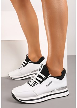 Biało-Czarne Wsuwane Sznurowane Sneakersy na Platformie Aplemia ze sklepu renee.pl w kategorii Buty sportowe damskie - zdjęcie 173246842