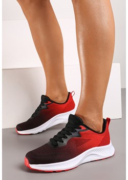 Czarno-Czerwone Sneakersy Buty Sportowe Sznurowane z Efektem Ombre Vikillael ze sklepu renee.pl w kategorii Buty sportowe damskie - zdjęcie 173250283