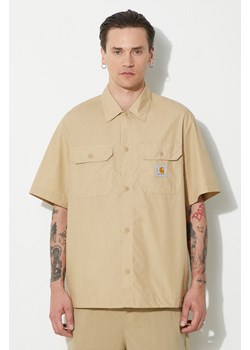 Carhartt WIP koszula S/S Craft Shirt męska kolor beżowy relaxed z kołnierzykiem klasycznym I033023.1YAXX ze sklepu PRM w kategorii Koszule męskie - zdjęcie 173257951