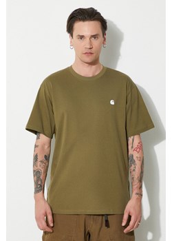 Carhartt WIP t-shirt bawełniany S/S Madison T-Shirt męski kolor zielony gładki I033000.25DXX ze sklepu PRM w kategorii T-shirty męskie - zdjęcie 173258182