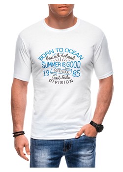 T-shirt męski z nadrukiem 1959S - biały ze sklepu Edoti w kategorii T-shirty męskie - zdjęcie 173276661