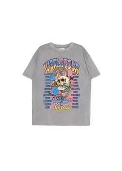 Cropp - Szara koszulka z punkowym printem - jasny szary ze sklepu Cropp w kategorii Bluzki damskie - zdjęcie 173276730