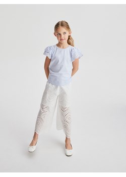 Reserved - Kroszetowe spodnie - biały ze sklepu Reserved w kategorii Spodnie dziewczęce - zdjęcie 173277381