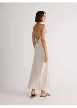 Reserved - Sukienka midi z wiskozy - beżowy ze sklepu Reserved w kategorii Sukienki - zdjęcie 173277431