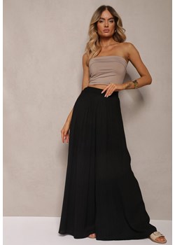 Czarne Szerokie Spodnie z Plisami High Waist Mirealli ze sklepu Renee odzież w kategorii Spodnie damskie - zdjęcie 173277801