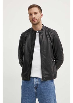 Pepe Jeans kurtka skórzana TRISTAN męska kolor czarny przejściowa PM402991 ze sklepu ANSWEAR.com w kategorii Kurtki męskie - zdjęcie 173280624