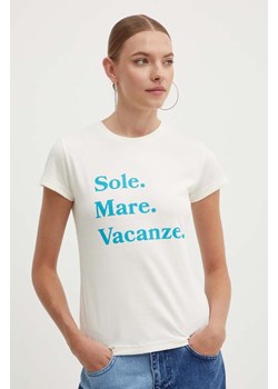 Drivemebikini t-shirt bawełniany Sole Mare Vacanze damski kolor beżowy ze sklepu ANSWEAR.com w kategorii Bluzki damskie - zdjęcie 173281043