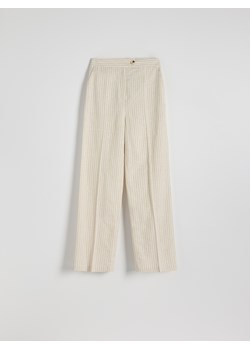 Reserved - Spodnie w prążek z lnem - beżowy ze sklepu Reserved w kategorii Spodnie damskie - zdjęcie 173281152