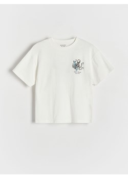 Reserved - T-shirt oversize z nadrukiem - złamana biel ze sklepu Reserved w kategorii T-shirty chłopięce - zdjęcie 173281350
