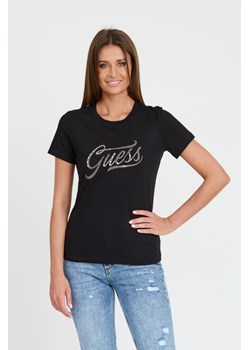 GUESS Czarny T-shirt STONES&EMBRO TEE, Wybierz rozmiar L ze sklepu outfit.pl w kategorii Bluzki damskie - zdjęcie 173281414