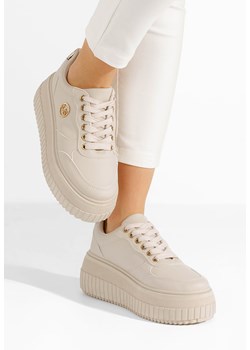Beżowe sneakersy na platformie Safira V3 ze sklepu Zapatos w kategorii Trampki damskie - zdjęcie 173281581