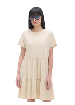 Cropp - Kremowa sukienka mini z marszczeniami - kremowy ze sklepu Cropp w kategorii Sukienki - zdjęcie 173284084