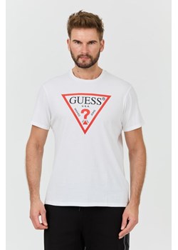 GUESS Biały t-shirt z dużym logo Clsc Tri Logo, Wybierz rozmiar XXL ze sklepu outfit.pl w kategorii T-shirty męskie - zdjęcie 173284312
