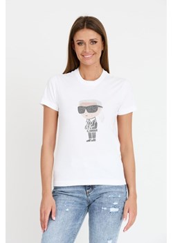 KARL LAGERFELD Biały t-shirt Ikonik 2.0, Wybierz rozmiar L ze sklepu outfit.pl w kategorii Bluzki damskie - zdjęcie 173284480