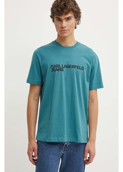 Karl Lagerfeld Jeans t-shirt bawełniany kolor turkusowy z nadrukiem ze sklepu ANSWEAR.com w kategorii T-shirty męskie - zdjęcie 173288113