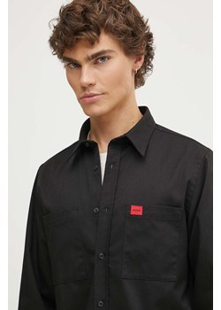HUGO koszula męska kolor czarny regular z kołnierzykiem klasycznym 50519614 ze sklepu ANSWEAR.com w kategorii Koszule męskie - zdjęcie 173288142