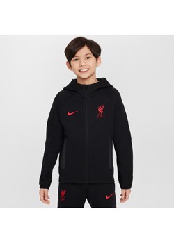 Piłkarska bluza z kapturem i zamkiem na całej długości dla dużych dzieci (chłopców) Nike Liverpool F.C. Tech Fleece - Czerń ze sklepu Nike poland w kategorii Bluzy chłopięce - zdjęcie 173289340
