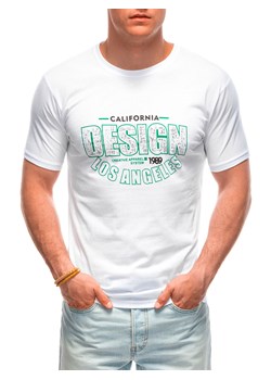 T-shirt męski z nadrukiem 1961S - biały ze sklepu Edoti w kategorii T-shirty męskie - zdjęcie 173290900