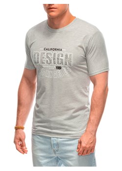 T-shirt męski z nadrukiem 1961S - jasnoszary ze sklepu Edoti w kategorii T-shirty męskie - zdjęcie 173290910