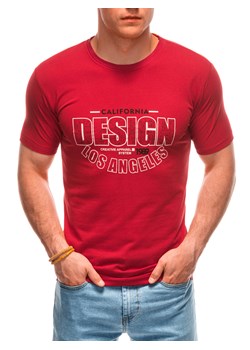T-shirt męski z nadrukiem 1961S - czerwony ze sklepu Edoti w kategorii T-shirty męskie - zdjęcie 173290921