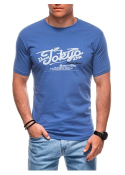 T-shirt męski z nadrukiem 1964S - niebieski ze sklepu Edoti w kategorii T-shirty męskie - zdjęcie 173290950