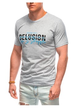T-shirt męski z nadrukiem 1963S - szary ze sklepu Edoti w kategorii T-shirty męskie - zdjęcie 173290971