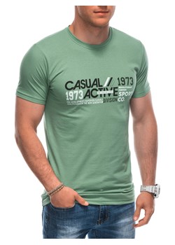 T-shirt męski z nadrukiem 1962S - jasnozielony ze sklepu Edoti w kategorii T-shirty męskie - zdjęcie 173290991
