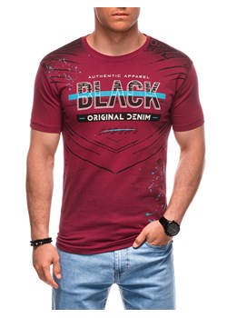 T-shirt męski z nadrukiem 1936S - ciemnoczerwony ze sklepu Edoti w kategorii T-shirty męskie - zdjęcie 173291000