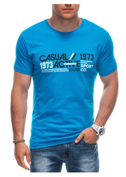 T-shirt męski z nadrukiem 1962S - niebieski ze sklepu Edoti w kategorii T-shirty męskie - zdjęcie 173291004