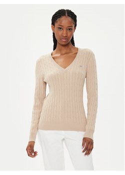 Gant Sweter 4800101 Beżowy Slim Fit ze sklepu MODIVO w kategorii Swetry damskie - zdjęcie 173292783