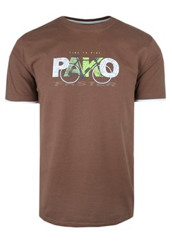 T-Shirt Męski - Brązowy z Motywem Roweru - Pako Jeans TSPJNS16bikeBR ze sklepu JegoSzafa.pl w kategorii T-shirty męskie - zdjęcie 173293133
