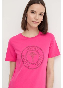 Joop! t-shirt bawełniany damski kolor różowy 30042942 ze sklepu ANSWEAR.com w kategorii Bluzki damskie - zdjęcie 173293211