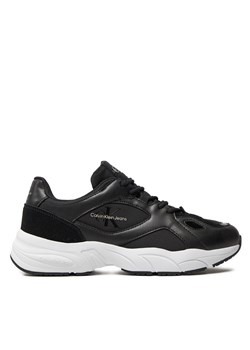 Sneakersy Calvin Klein Jeans Retro Tennis Low Lace Mix Ml YW0YW01528 Czarny ze sklepu eobuwie.pl w kategorii Buty sportowe damskie - zdjęcie 173293960
