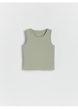 Reserved - Bawełniany top - oliwkowy ze sklepu Reserved w kategorii Bluzki dziewczęce - zdjęcie 173295422