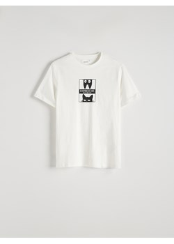 Reserved - T-shirt regular z nadrukiem - złamana biel ze sklepu Reserved w kategorii T-shirty męskie - zdjęcie 173295750