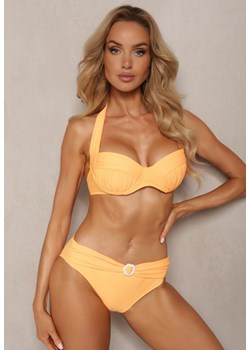 Pomarańczowe Bikini Stanik Wiązany na Szyi z Usztywnieniem Majtki z Metalową Ozdobą Ilefia ze sklepu Renee odzież w kategorii Stroje kąpielowe - zdjęcie 173296764