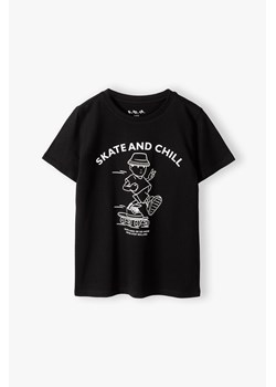 Czarny t-shirt bawełniany dla chłopca- Skate and Chill ze sklepu 5.10.15 w kategorii T-shirty chłopięce - zdjęcie 173296964