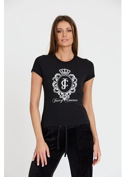 JUICY COUTURE Czarny t-shirt Heritage Crest Fitted, Wybierz rozmiar M ze sklepu outfit.pl w kategorii Bluzki damskie - zdjęcie 173297850