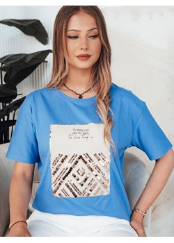 T-shirt damski CENTIA niebieski Dstreet RY2613 ze sklepu DSTREET.PL w kategorii Bluzki damskie - zdjęcie 173299940