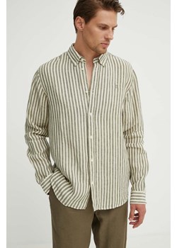 Les Deux koszula lniana kolor beżowy regular ze sklepu ANSWEAR.com w kategorii Koszule męskie - zdjęcie 173301923