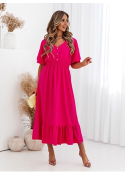 Różowa sukienka maxi z ozdobnymi guzikami Maxinne - różowy ze sklepu pakuten.pl w kategorii Sukienki - zdjęcie 173302543