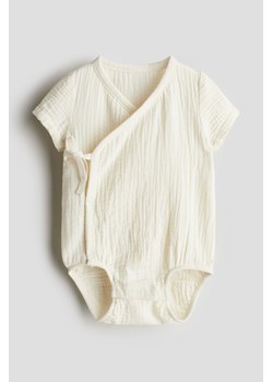 H & M - Kopertowe body z bawełnianego muślinu - Beżowy ze sklepu H&M w kategorii Odzież dla niemowląt - zdjęcie 173305554