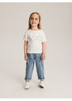 Reserved - Bawełniany t-shirt z nadrukiem - złamana biel ze sklepu Reserved w kategorii Koszulki niemowlęce - zdjęcie 173306814