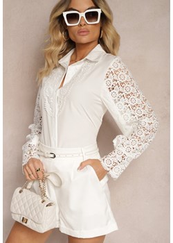 Biała Casualowa Koszula Zapinana na Guziki Nestaila ze sklepu Renee odzież w kategorii Koszule damskie - zdjęcie 173307412