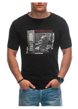 T-shirt męski z nadrukiem 1952S - czarny ze sklepu Edoti w kategorii T-shirty męskie - zdjęcie 173307824