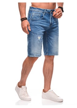 Krótkie spodenki męskie jeansowe 508W - niebieskie ze sklepu Edoti w kategorii Spodenki męskie - zdjęcie 173307832