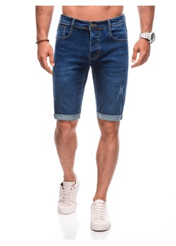 Krótkie spodenki męskie jeansowe 505W - niebieskie ze sklepu Edoti w kategorii Spodenki męskie - zdjęcie 173307841